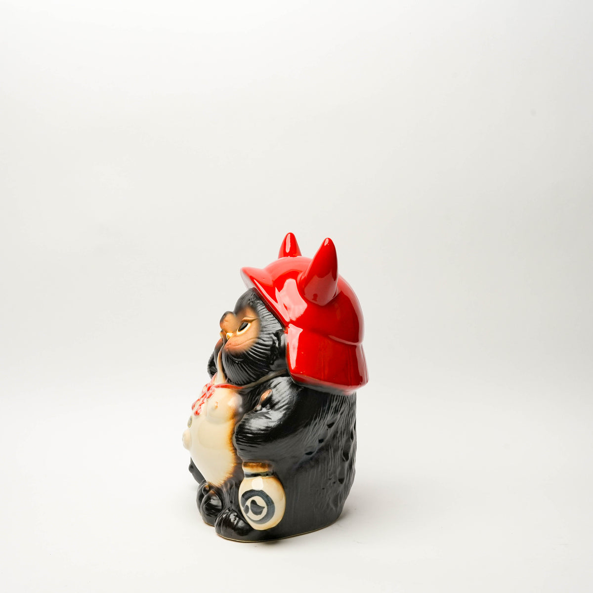 Shigaraki Ware Red Helmet Lucky Tanuki Raccoon Dog Ornament