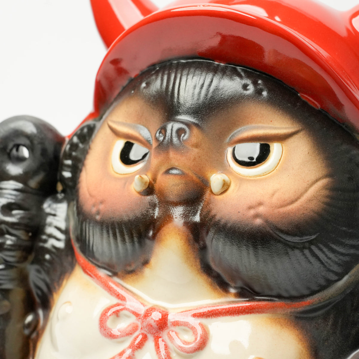 Shigaraki Ware Red Helmet Lucky Tanuki Raccoon Dog Ornament