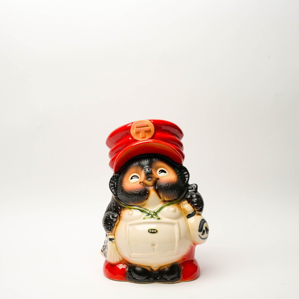 Shigaraki Ware Red Postman Lucky Tanuki Raccoon Dog Ornament