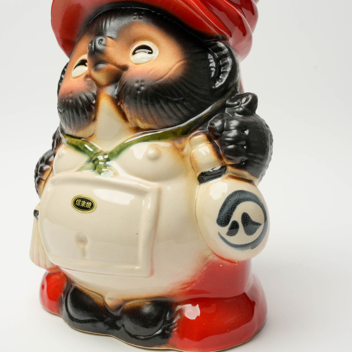 Shigaraki Ware Red Postman Lucky Tanuki Raccoon Dog Ornament