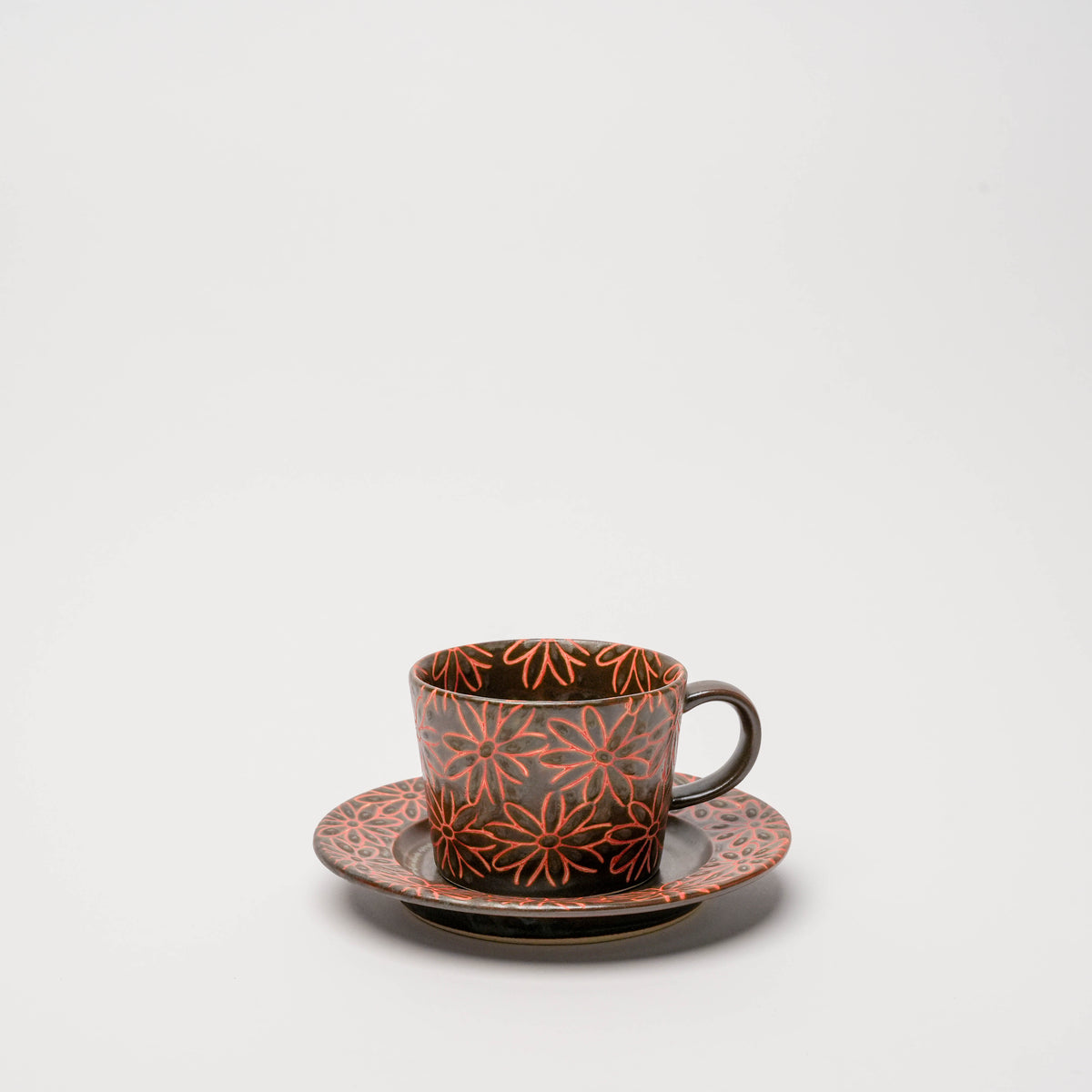 Hasami Ware Scattered Flowers Coffee Cup & Saucer