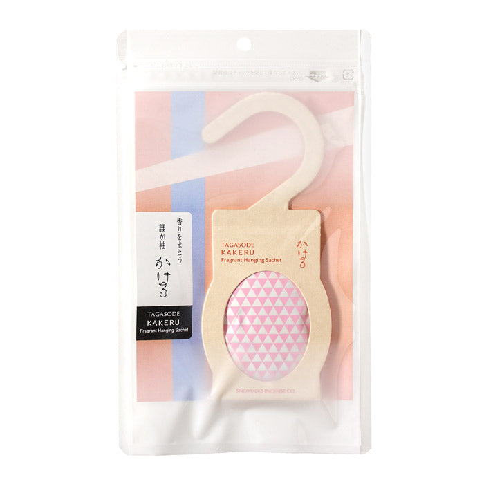 Beige Shoyeido Sachet in packaging with pink triangle design, ideal for gifting or home fragrance use.